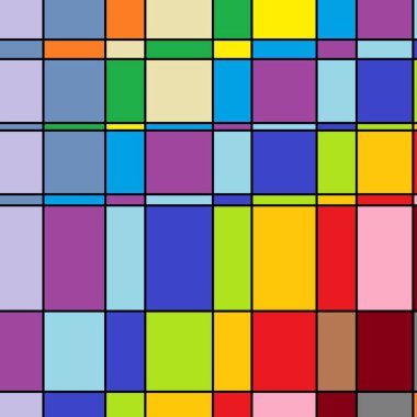 Renkli karelerin soyut sanat ve çizim partisi