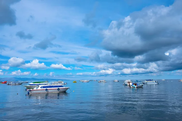 boats for tourists on lake titicaca in la paz bolivia