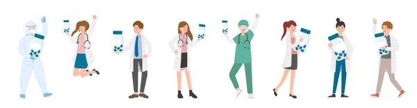 Médecin Paramédical Femme Composition Personnel Médical Laboratoire Médecin Spécialiste Avec — Image vectorielle