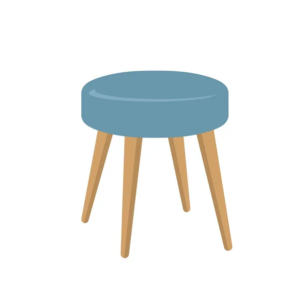 Vector Cartoon Flat Design Illustration Blue Wooden Chair Furniture — Stock Vector