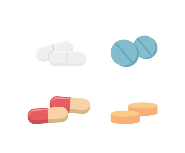 Een Set Van Vector Pillen Capsules Geïsoleerd Witte Achtergrond Drugs — Stockvector