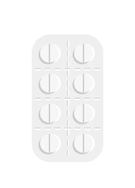 Pillole Blister Isolato Sfondo Bianco Trattamento Malattie Dolore Pillole Confezioni — Vettoriale Stock