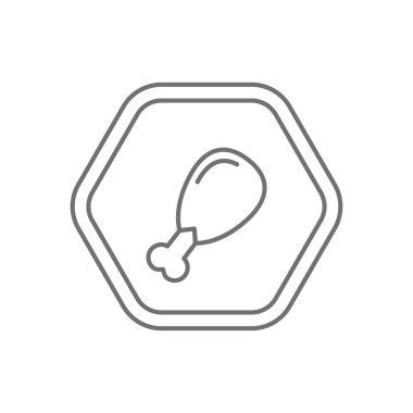 Siyah altıgen işareti siyah ince çizgi ikon vektörü, yiyecek, et