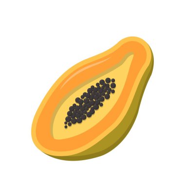Beyaz arkaplanda izole edilmiş Papaya çizgi film vektörü