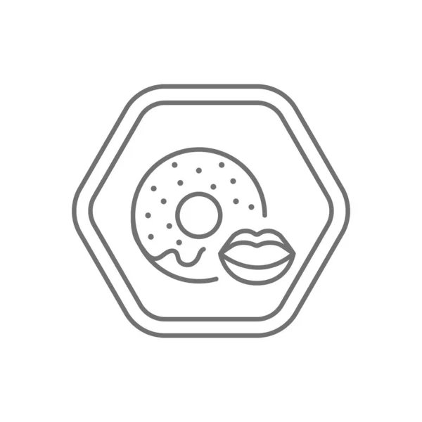 Black Hexagon Sign Black Thin Line Icon Vector Food Eating — Stock Vector