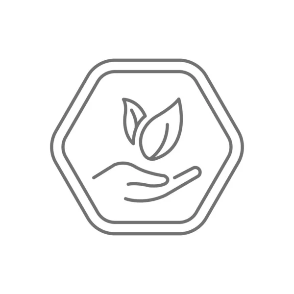 黒六角形のロゴ黒の細い線のアイコンベクトル 環境保護と生態系 — ストックベクタ