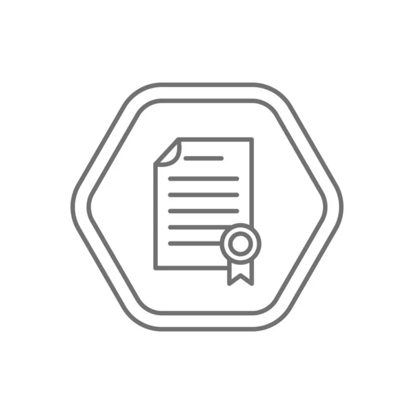 Black Hexagon Logo Black Thin Line Icon Vector Certification Document — Stock Vector