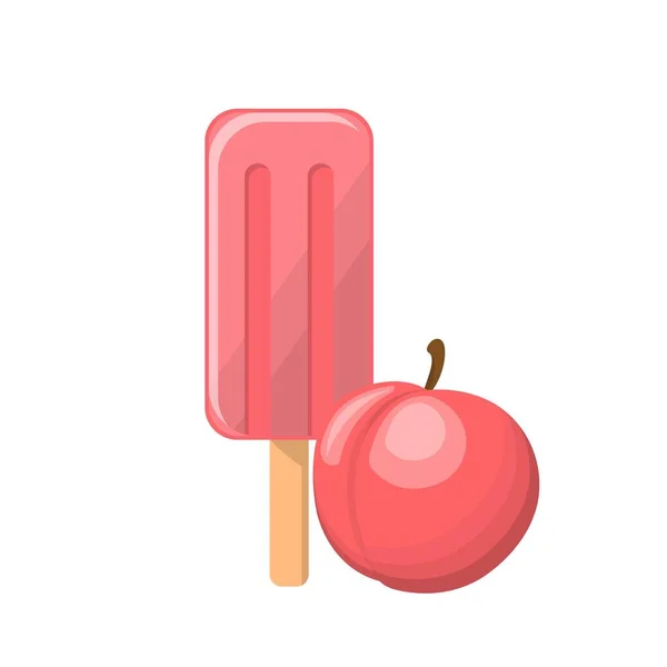 Cartoon Comic Vector Peach Popsicle — Stock Vector