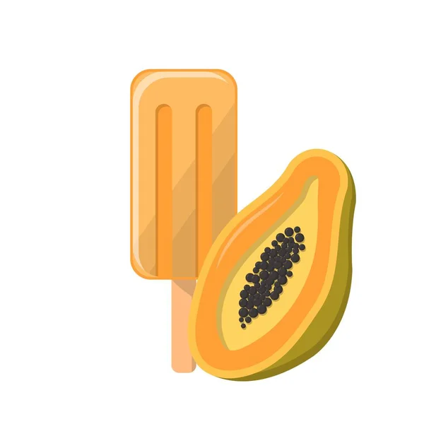 Vecteur Bande Dessinée Papaye Popsicle — Image vectorielle