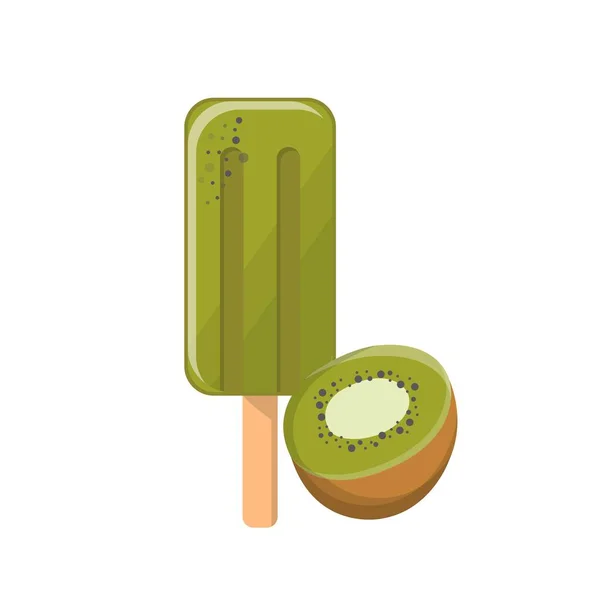 Cartoon Comic Vector Kiwi Popsicle - Stok Vektor