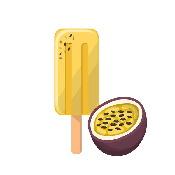 Bande Dessinée Vecteur Passion Fruit Popsicle — Image vectorielle