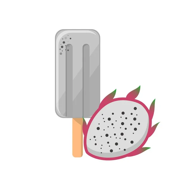Dessin Animé Vecteur Comique Fruits Dragon Popsicle — Image vectorielle