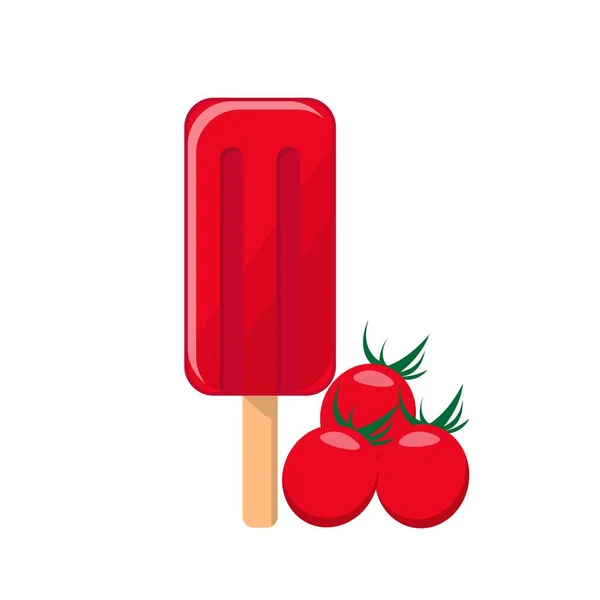 Bande Dessinée Vecteur Popsicle Tomate — Image vectorielle