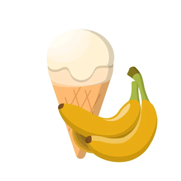 Мультфильм Комический Вектор Бананового Мороженого Конусом — стоковый вектор