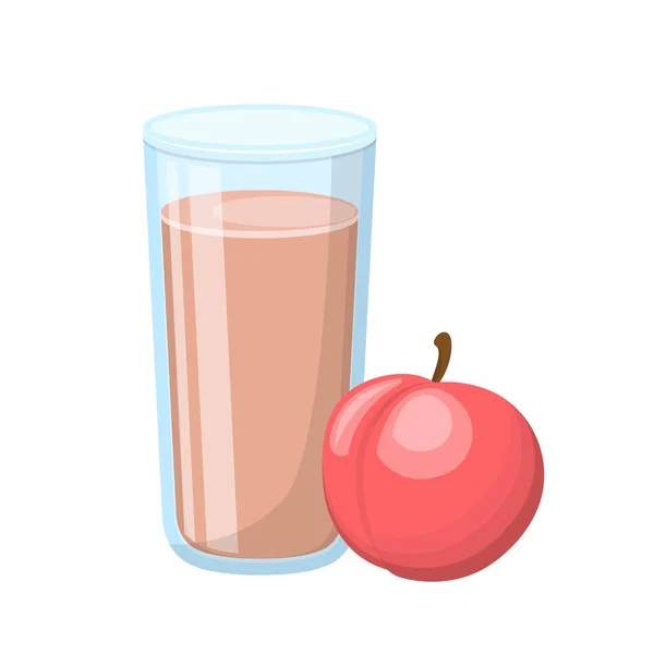 带玻璃杯的桃果汁卡通矢量 — 图库矢量图片