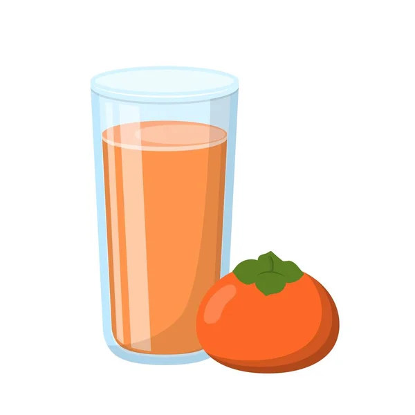 Cartoon Comic Vector Persimmon Juice Glass Cup — Stock Vector