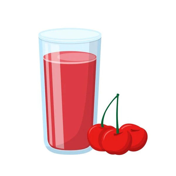 带有玻璃杯的樱桃果汁卡通矢量 — 图库矢量图片