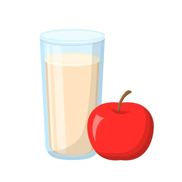 Bande Dessinée Vecteur Jus Pomme Avec Tasse Verre — Image vectorielle