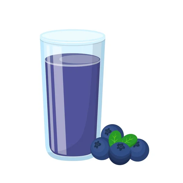 带有玻璃杯的蓝莓汁卡通矢量 — 图库矢量图片