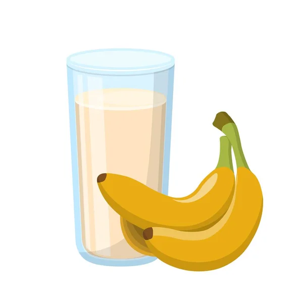 Bande Dessinée Vecteur Jus Banane Avec Tasse Verre — Image vectorielle