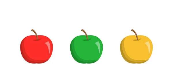 Tre Färger Äpplen Tecknade Serier Vektor — Stock vektor