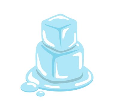 Buz küplerinin çizgi film çizim vektörü, soğuk şeffaf dondurucu erimesi.