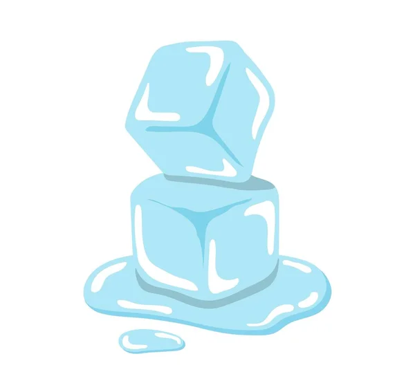 Desenhos Animados Quadrinhos Ilustração Vetor Cubos Gelo Frio Congelamento Transparente — Vetor de Stock