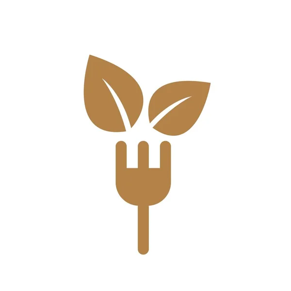 Icon Illustration Fork Vegetarian Leaves — Stock Vector