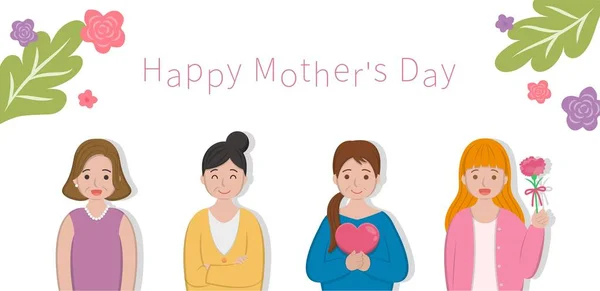Combinação Flores Mãe Cravo Para Celebrar Dia Das Mães Pôster — Vetor de Stock
