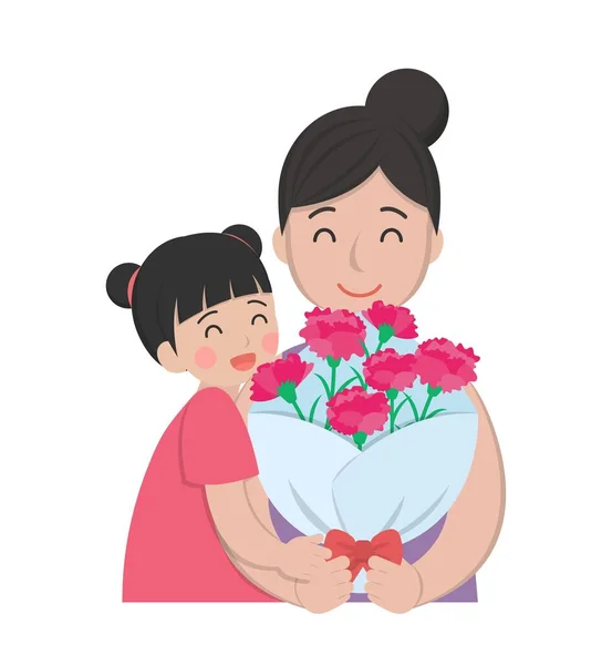 Cartão Para Dia Das Mães Personagens Cômicos Ilustração Vetorial Mãe —  Vetores de Stock