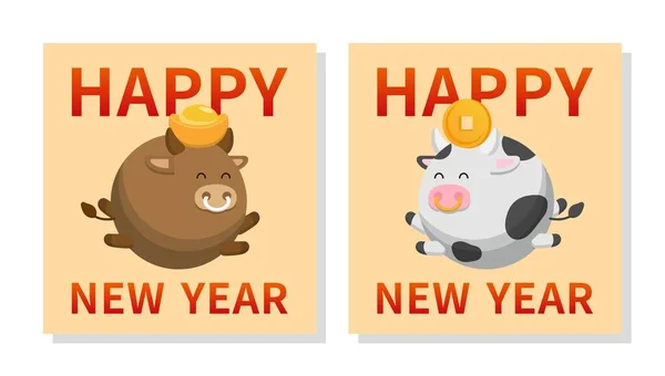 Simple Elegant Zodiac Bull Cow Poster Greeting Card Cartoon Comic — Stock Vector