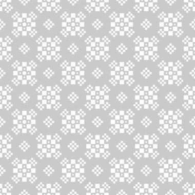 Klasik beyaz geometrik totem sarmaşık çiçeği porselen tekstil sürekli dikişsiz arkaplan