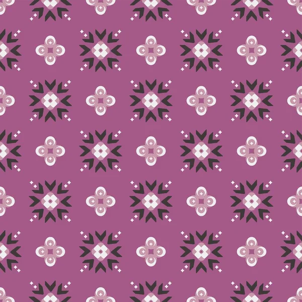 Continuous Seamless Background Geometric Totem Vines Flowers Porcelain Textile — Stock Vector