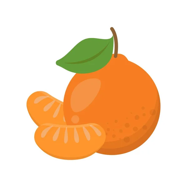 Tangerine Med Skalade Flingor Isolerade Vit Bakgrund Tecknad Illustration Vektor — Stock vektor
