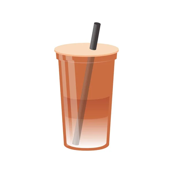 Tasses Plastique Contenant Boissons Froides Jus Thé Glacé Café Avec — Image vectorielle