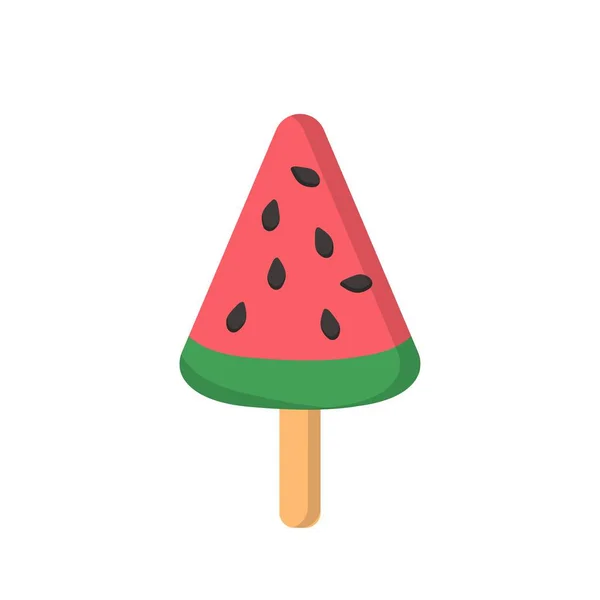 Popsicle Rouge Vert Forme Pastèque Illustration Bande Dessinée — Image vectorielle