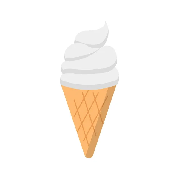 白色牛奶冰淇淋配蛋筒卡通画 — 图库矢量图片