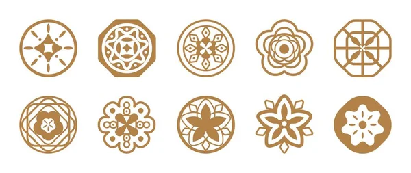 Oriental Style Tile Graphics Icons Pattern Art Design Paper Cut — Stock Vector