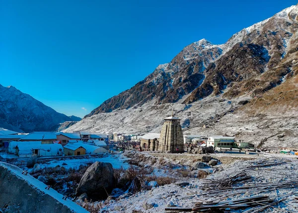 Pohled Kedarnath Chrám Horami Pozadí Uttarakhand Indie — Stock fotografie