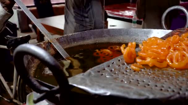 Jalebi Jest Popularną Słodką Przekąską Azji Południowej Zachodniej Afryce Mauritiusie — Wideo stockowe