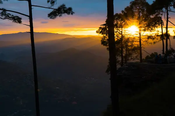 Bella Vista Del Paesaggio Pineta Tramonto Catena Himalayana Almora Ranikhet — Foto Stock
