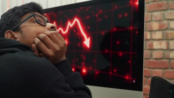 Asistați Tensiunea Măsură Piața Scufundă Big Loss Stock Market — Videoclip de stoc