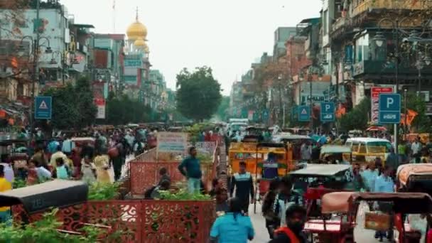 Caducidad Dinámica Vibrantes Conversaciones Callejeras Chandni Chowk Delhi India Grabado — Vídeo de stock