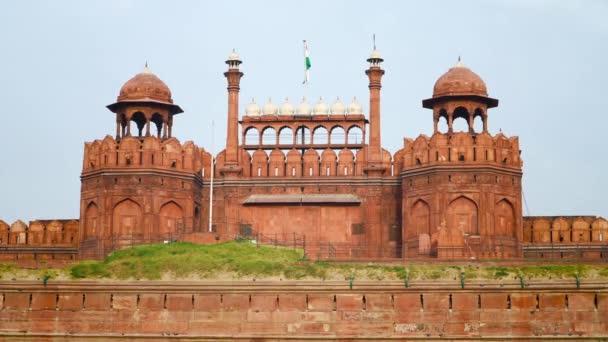 Röda Fortet Delhis Ikoniska Landmärke Genomsyrat Indisk Historia — Stockvideo