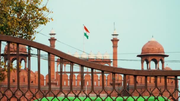 Красный Форт Иконическая Достопримечательность Дели Укоренившаяся Истории Индии — стоковое видео