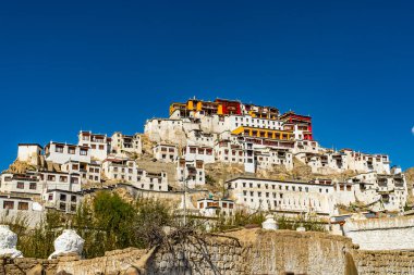 Thikse Gompa or Thiksey Monastery is a tibetan buddhist monastery in Thiksey near Leh in Ladakh, north India  clipart