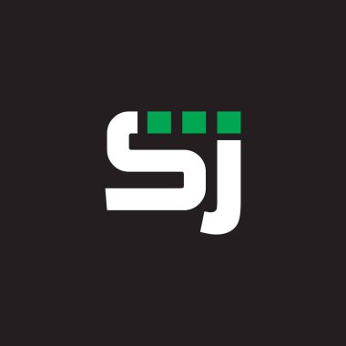 SJ Logo. Letter Design Vector with green and white Colors with black background clipart