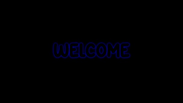 Welcome Neon Lights Effect Welcome Glow Neon Flash Light Sign — Stock Video