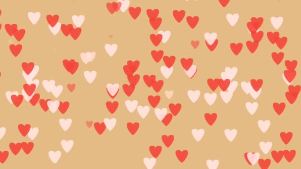 Coeurs Colorés Fond Confettis Animation Boucle Sans Couture Cœurs Tombants — Video