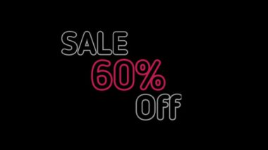Sale 60% off. Percent Off fast-moving white color text animation for Business, Promotion, Discount, and Sales